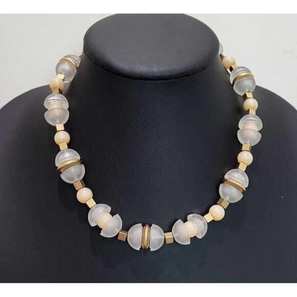 Napier Crystal Ice Collection (Rare Tan Color) Bead Necklace 18" - Picture 1 of 6